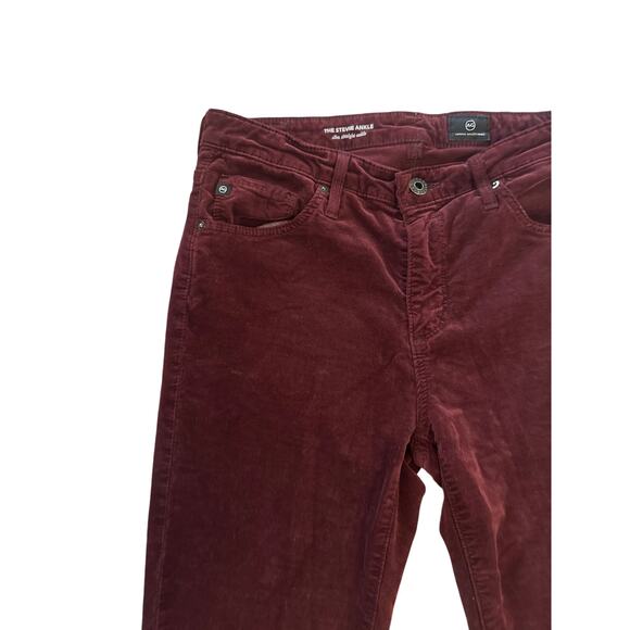Women 27 AG Adriano Goldschmied The Stevie Slim Straight Ankle Corduroy Red - Picture 2 of 7